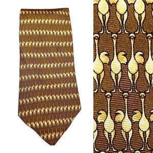 Rare Animal Print Banana Republic Men's Tie Ostrich Silk Novelty Zoo Museum Fun